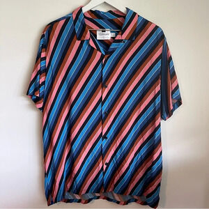 Topman button down striped short sleeve shirt size XL